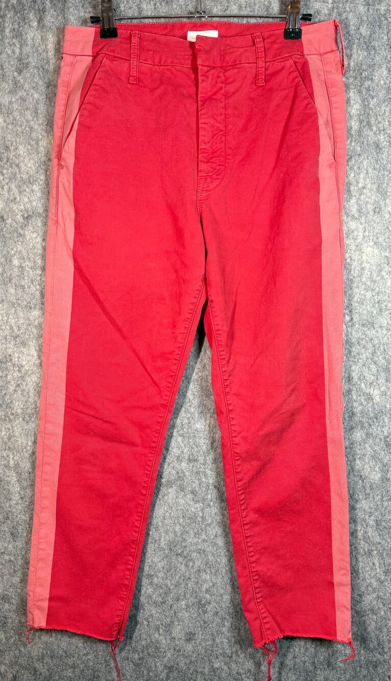 MOTHER The Shaker Prep Fray Size 25 Cropped Jeans Pink Poppy Wash Killing Time